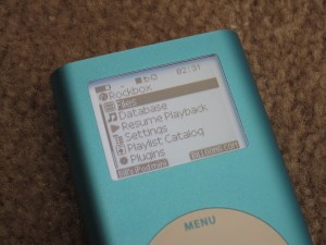 iPod mini 2G Blue - Rockbox with back-light on