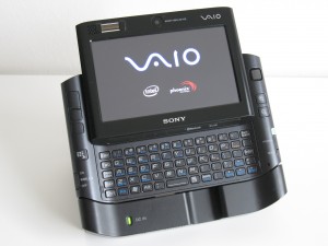 Docked Vaio UX with lid open